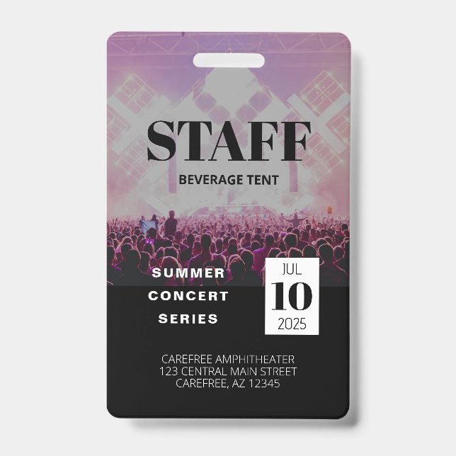Custom Staff All Access Concert Badge (Front)