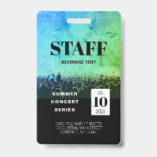 Custom Staff All Access Concert Badge