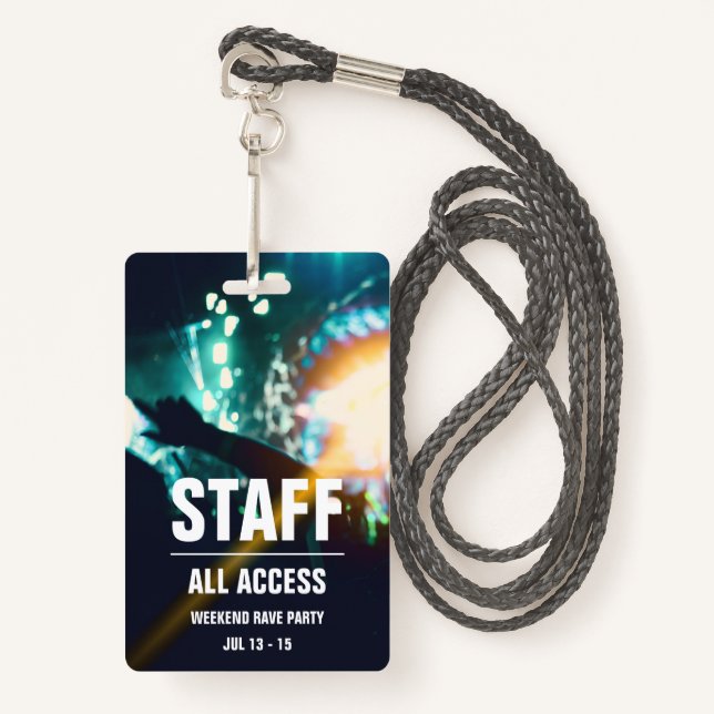 Custom Staff | All Access Concert Pass Badge (Front with Lanyard)