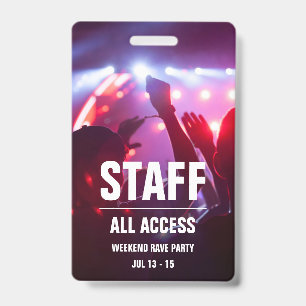 Custom Staff   All Access Concert Pass Badge