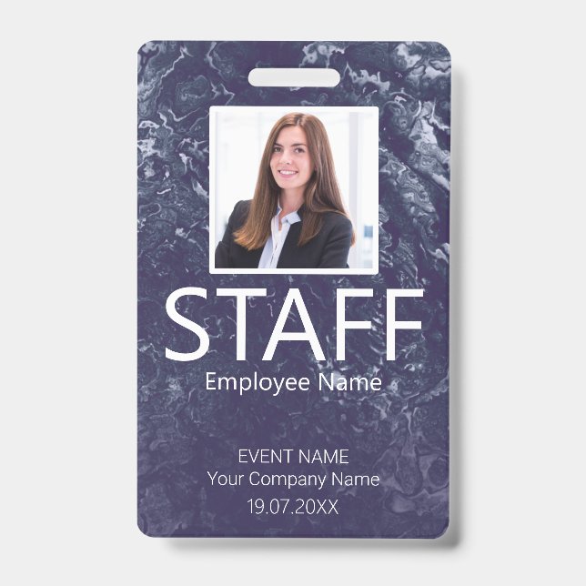 Custom Staff Barcode Event Blue Badge (Front)