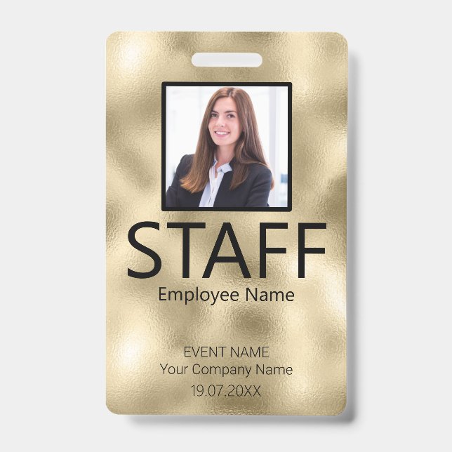 Custom Staff Barcode Event Gold Badge (Front)