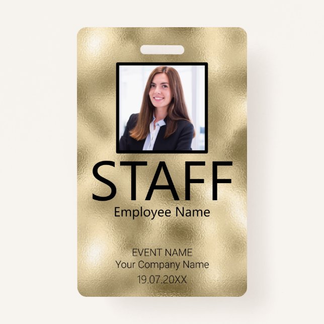 Custom Staff Barcode Event Gold Badge (Front)