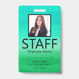 Custom Staff Barcode Event Green Badge