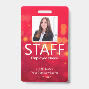 Custom Staff Barcode Event Red Badge