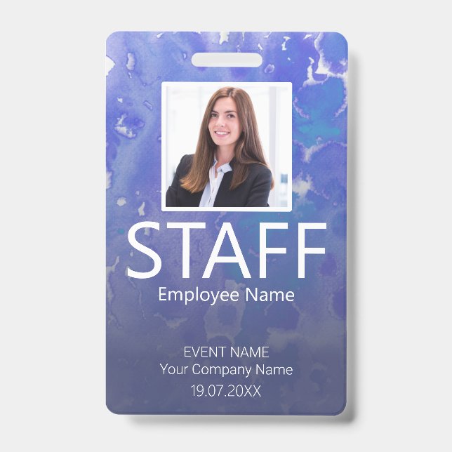 Custom Staff Barcode Event Violet Badge (Front)