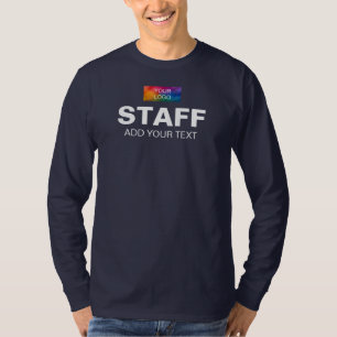 Custom Staff Company Logo Text Mens Long Sleeve T-Shirt