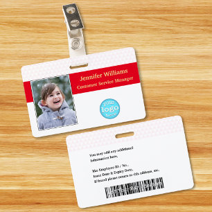 Custom Staff Employee Photo Logo Barcode Name ID Badge