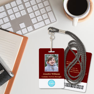 Custom Staff Employee Photo Name Logo Barcode ID Badge