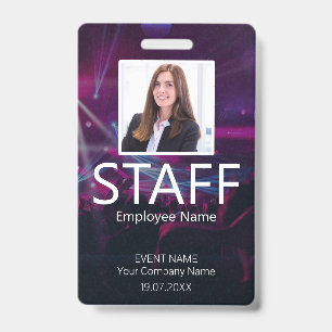 Custom Staff Event Barcode Purple Badge