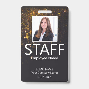 Custom Staff Event Glitter Badge
