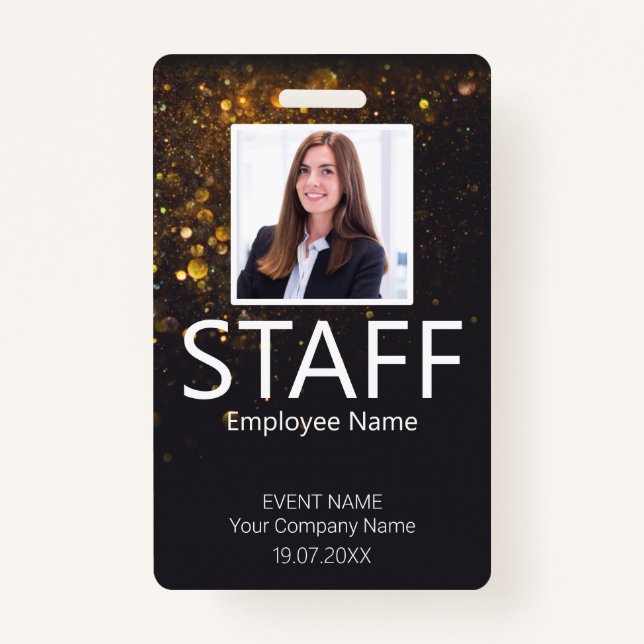 Custom Staff Event Glitter Badge (Front)