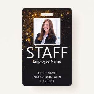 Custom Staff Event QR Logo Glitter Badge
