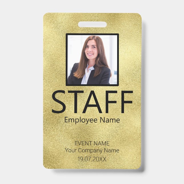 Custom Staff QR Code Event Gold Badge (Front)