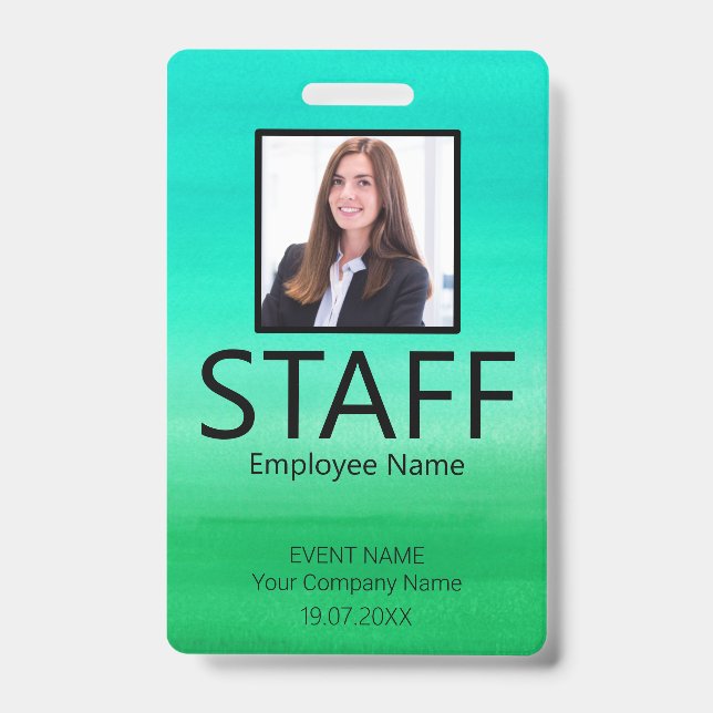 Custom Staff QR Code Event Green Badge (Front)