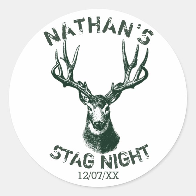 Custom Stag Night Antlers Classic Round Sticker (Front)