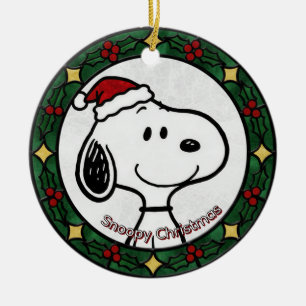 Custom Stained glass effect DOG'S name Christmas Ceramic Ornament