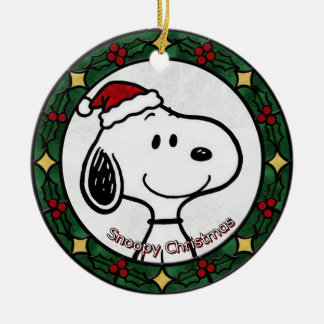 Custom Stained glass effect DOG'S name Christmas  Ceramic Ornament