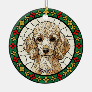 Custom Stained glass effect DOG'S name Christmas  Ceramic Ornament