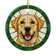 custom Stained glass effect DOG'S name Christmas 