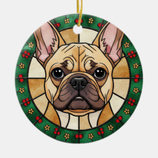 custom Stained glass effect DOG'S name Christmas  Ceramic Ornament
