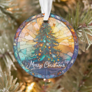 Custom Stained Glass Tree Claus Christmas Ornament