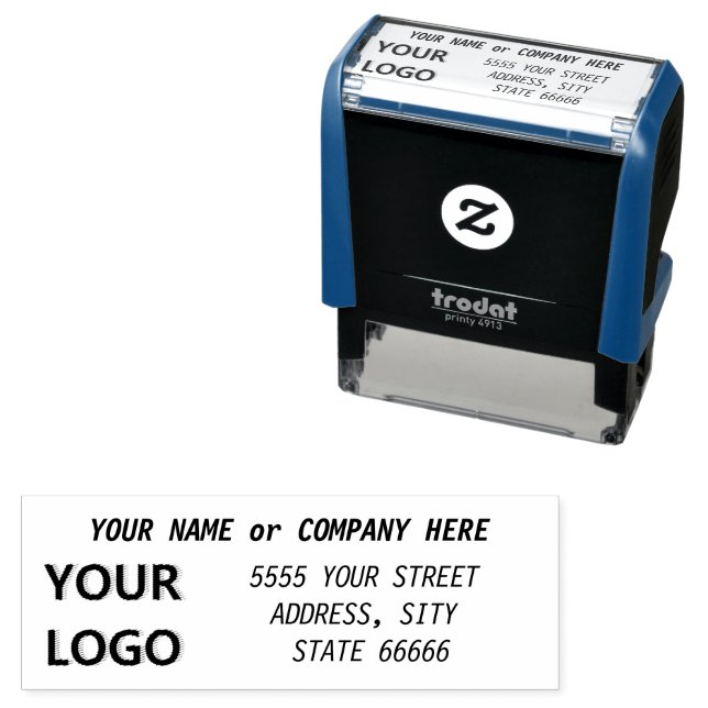 Custom Stamp with Return Address Name Logo - Photo (In Situ)