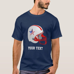 Custom Star on Red White American Football Helmet  T-Shirt