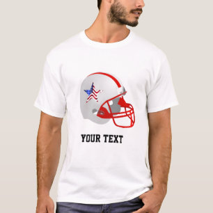 Custom Star on Red White American Football Helmet  T-Shirt