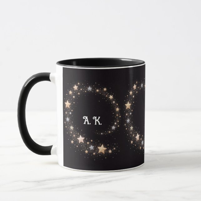 Custom Star Spiral Initials Gift Mug (Gauche)