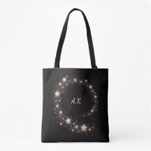 Custom Star Spiral Initials Gift Tote Bag