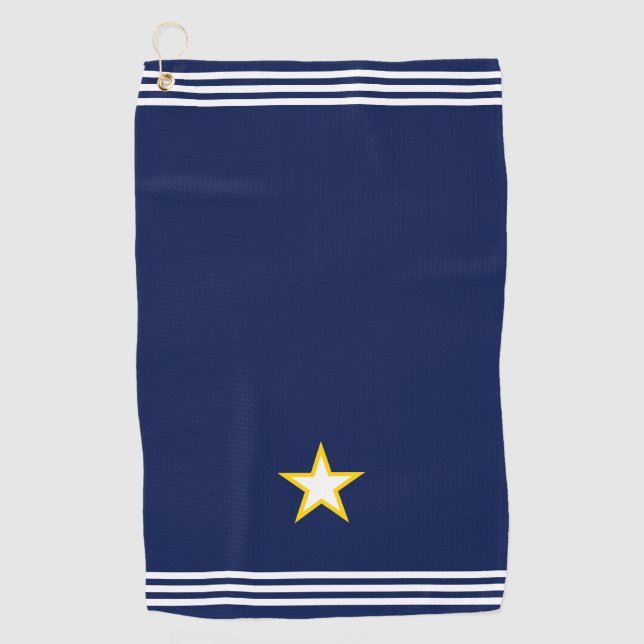 Custom Star & Three Stripes on Navy Blue Golf Towel (Front)