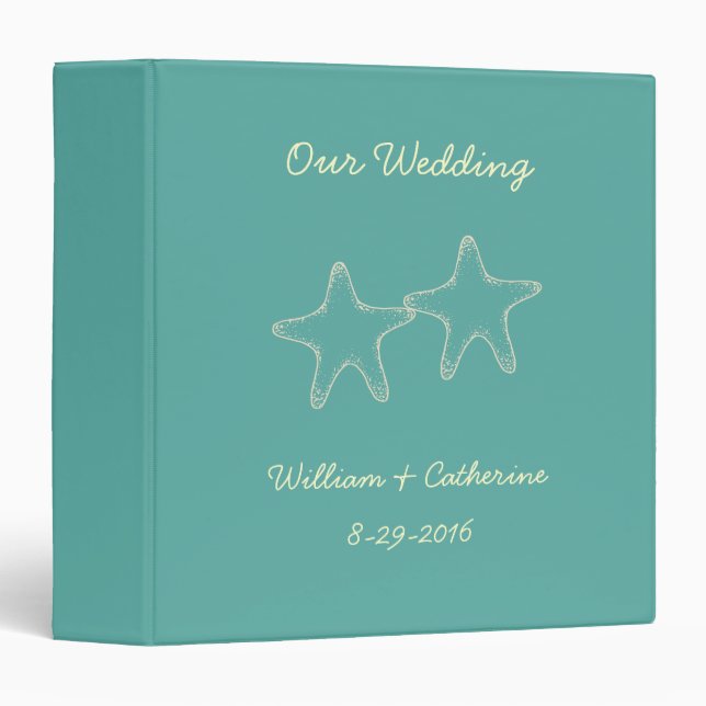 Custom Starfish Beach Wedding Album Binder Gift (Front/Spine)