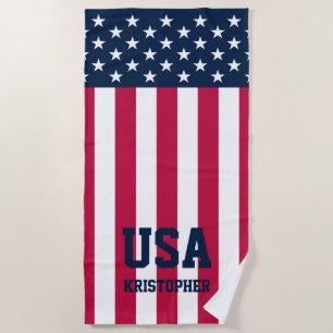 Custom Stars and Stripes American Flag Beach Towel