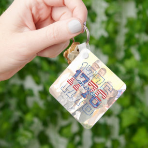 Custom Stars & Stripes 1776 America Anniversary Keychain