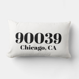 Custom State Zip Code Grey  Lumbar Pillow