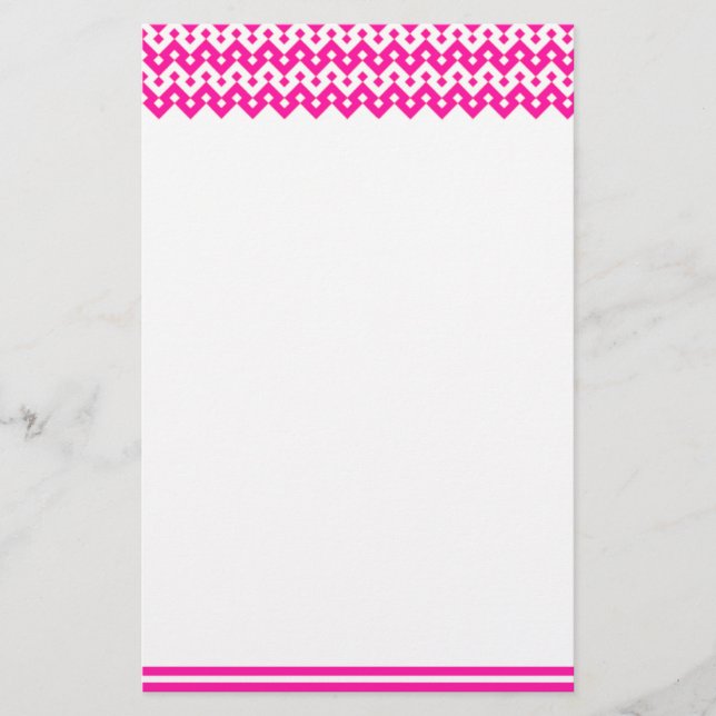 Custom Stationery, Notepaper: Candy Pink Geometric Stationery (Front)