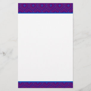 Custom Stationery, Notepaper, Purple, Blue Pattern Stationery