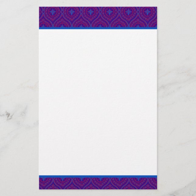 Custom Stationery, Notepaper, Purple, Blue Pattern Stationery (Front)