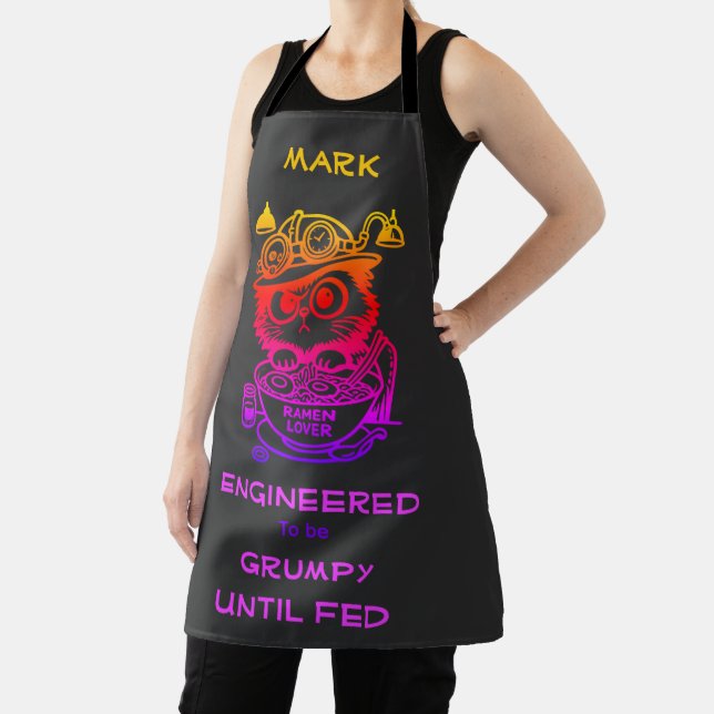 Custom Steampunk Ramen Cat Funny Cooking Apron (Insitu)