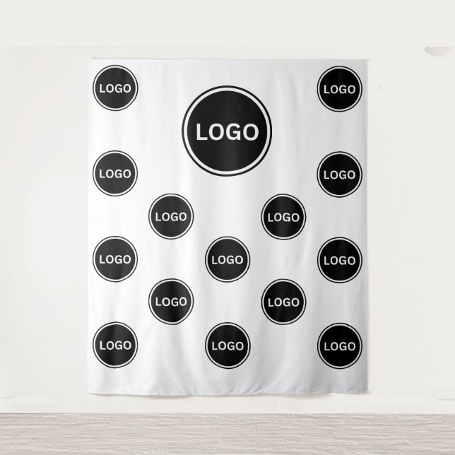 Custom Step and Repeat Logo Wall Photo Backdrop Tapestry (Front)