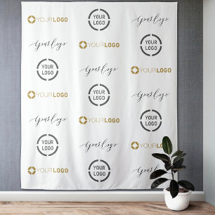 Custom Step & Repeat Three Logo Event Backdrop Tapestry