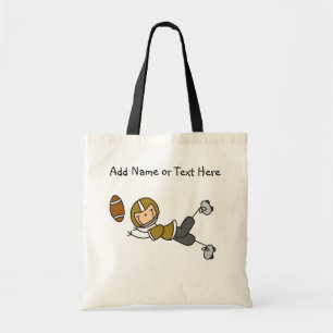 Custom Stick Figure Gold Football Player  Bag
