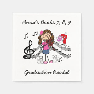 Custom Stick Figure Violin Player Paper Napkins