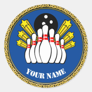 Custom sticker Bowling - Add Name - Blue