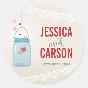 CUSTOM STICKER mason jar hearts lace bunting
