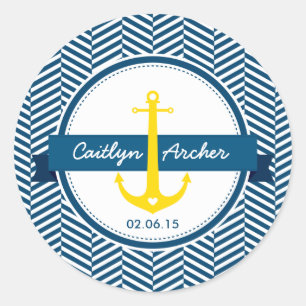 CUSTOM STICKER modern nautical anchor monogram
