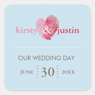 CUSTOM STICKER SEAL cute wedding fingerprint heart
