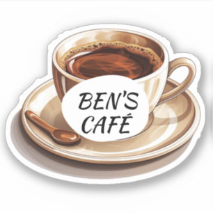 Custom Stickers Coffee Cup and Beans Logo