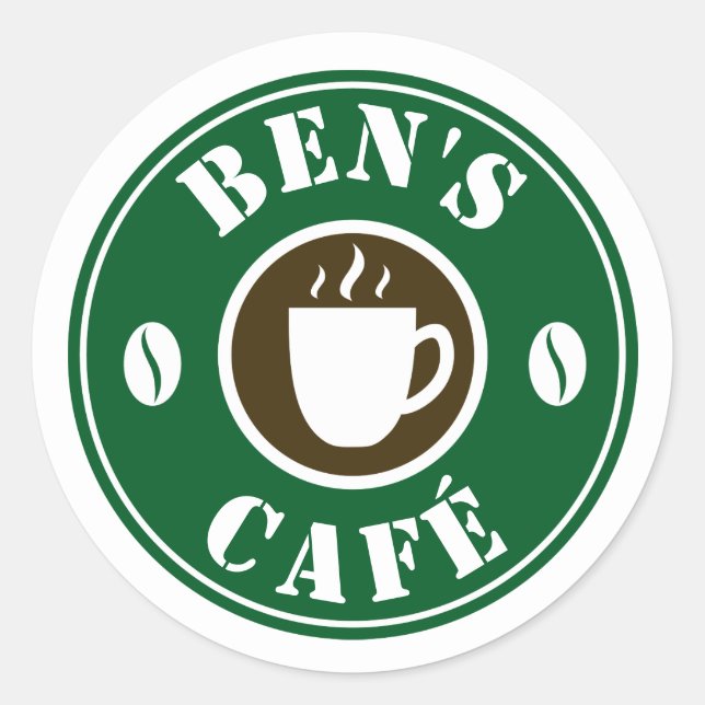 Custom stickers with coffee cup and beans logo (Front)